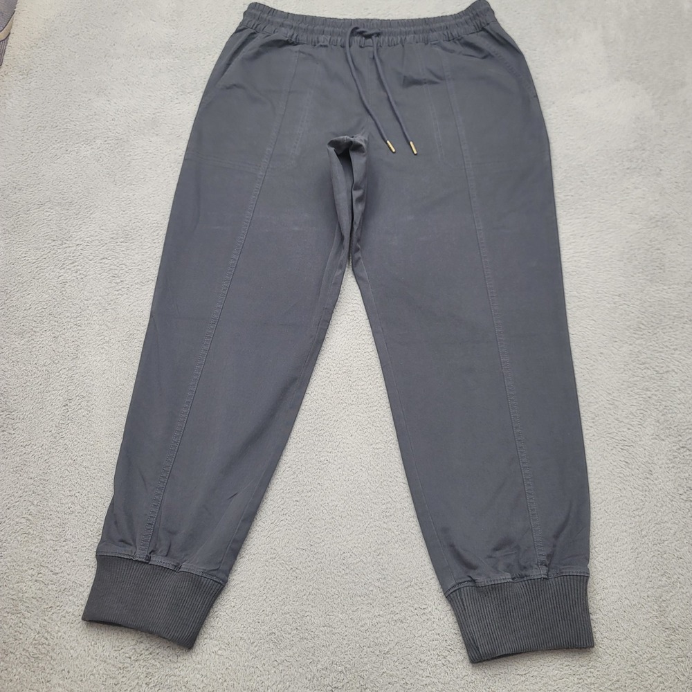Garnet Hill Salt Wash Chino Joggers Womens M Charcoal Relaxed Organic Cotton